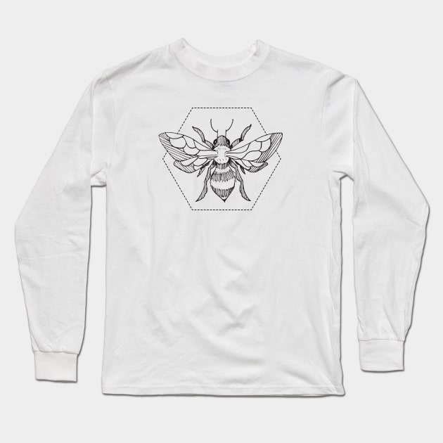 Pen & Ink Bee Tattoo Long Sleeve T-Shirt by CloudWalkerDesigns